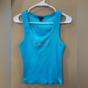Bebe Sport Turquoise Blue Fitted Sleeveless Tank Top Size Large